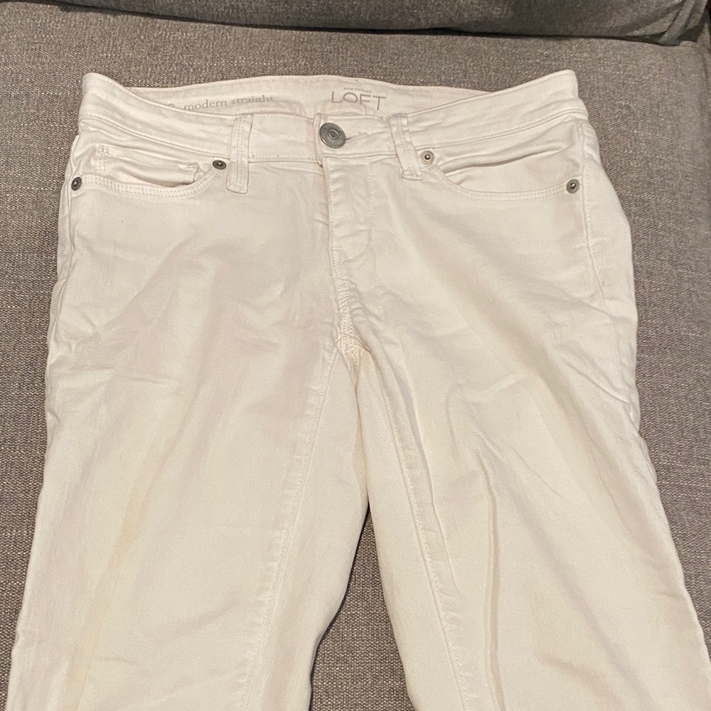 LOFT Women's Straight Leg Cream Jeans